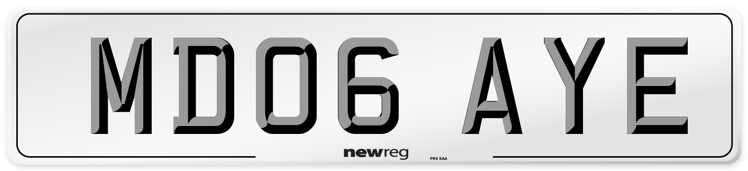 MD06 AYE Number Plate from New Reg